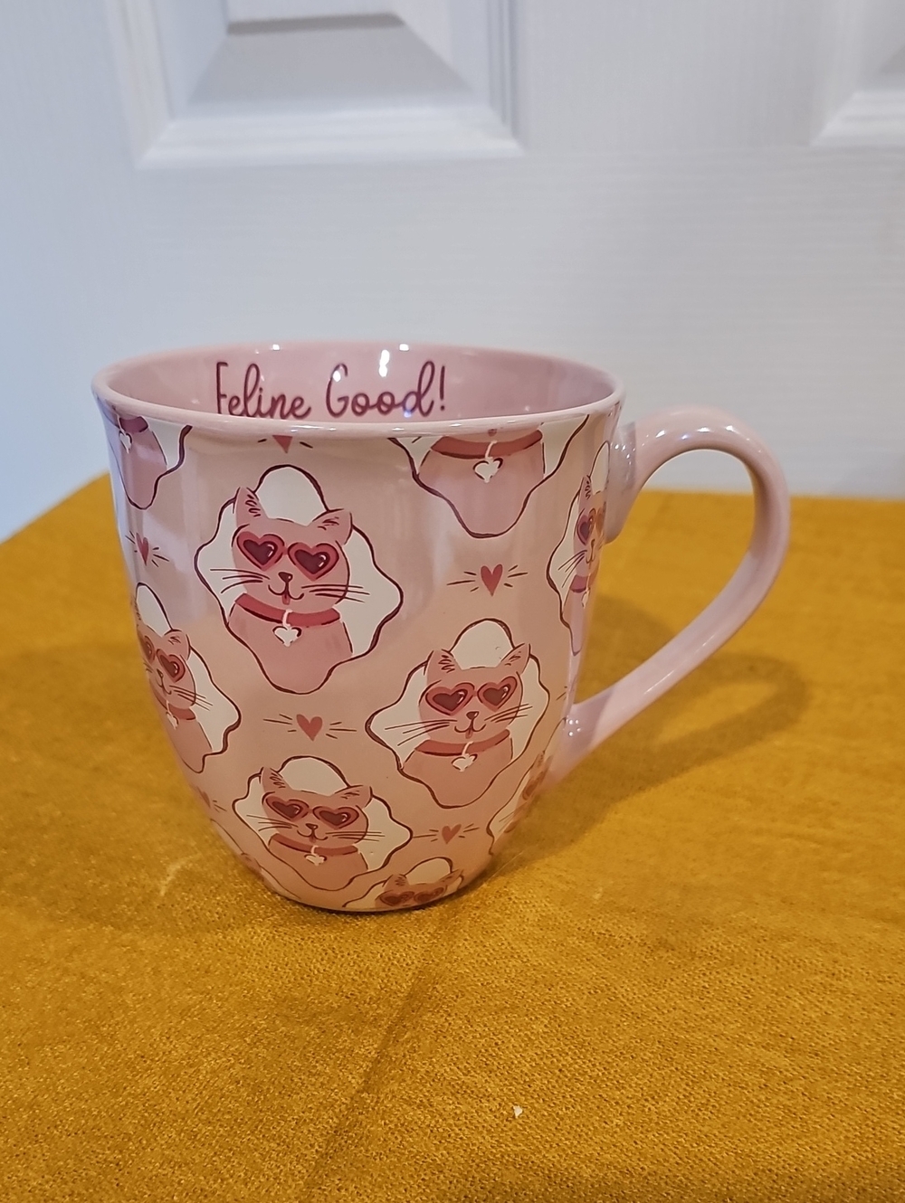 Fig & Fern "Feline Good" 20 oz. Cat Mug NWOT